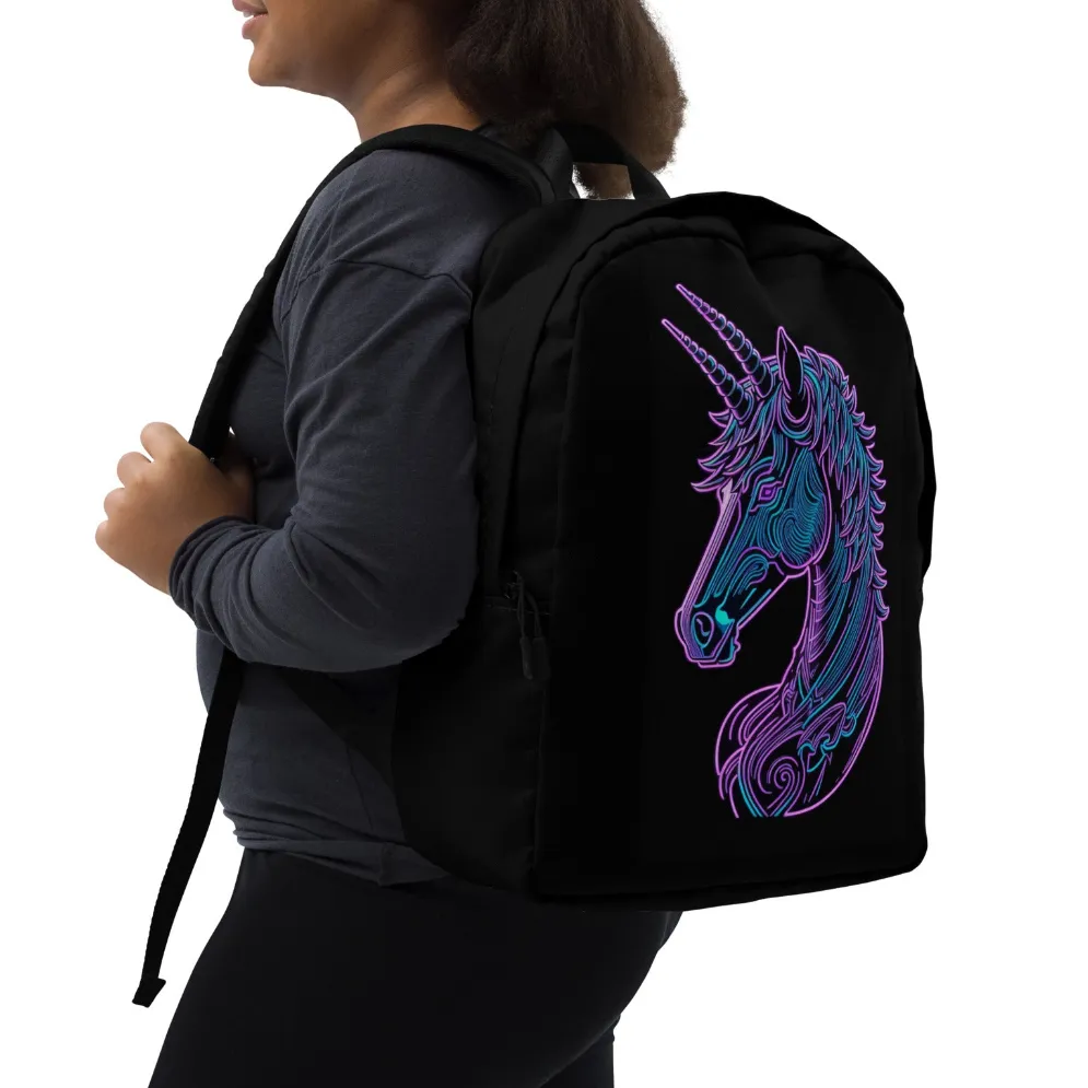 Neon Disco Unicorn Minimalist Backpack