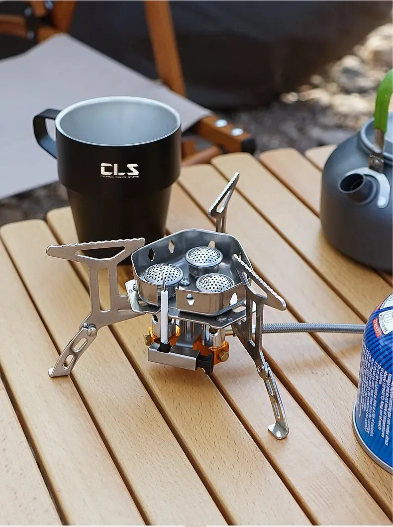 Newest Arrival Outdoor Portable Three Head Stove Camping Windproof Stove Camping Picnic Burner Outdoor Foldable Gas Stove
