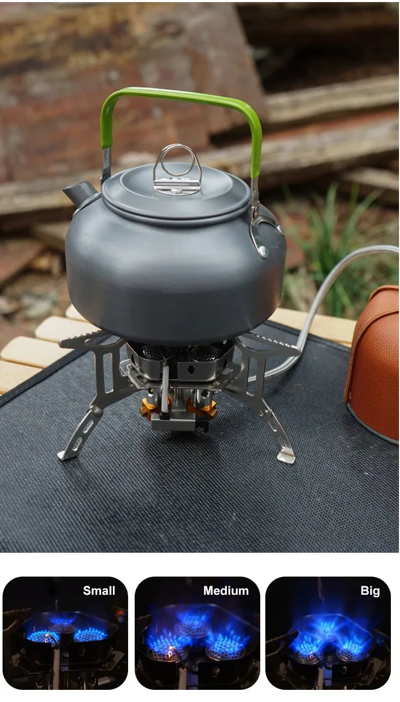 Newest Arrival Outdoor Portable Three Head Stove Camping Windproof Stove Camping Picnic Burner Outdoor Foldable Gas Stove