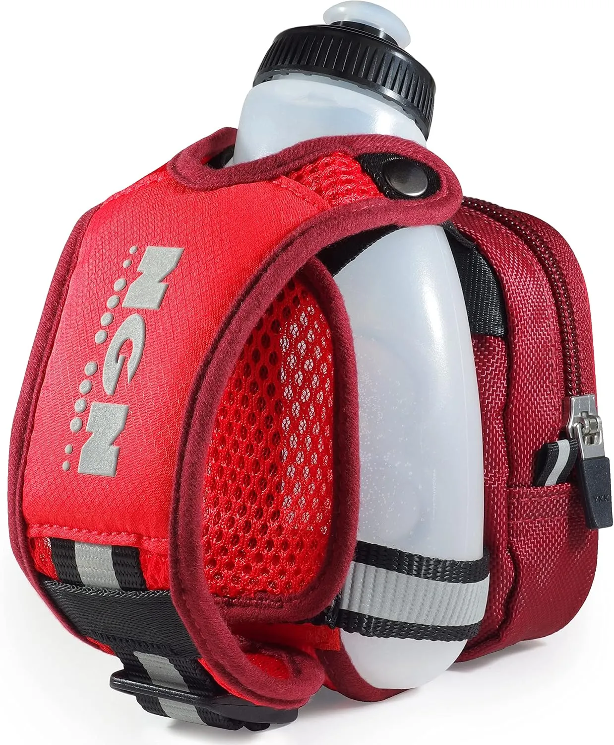 NGN Sport - Running Water Bottle Handheld | Hydration Bottle & Pack with Zippered Pocket - 10 oz
