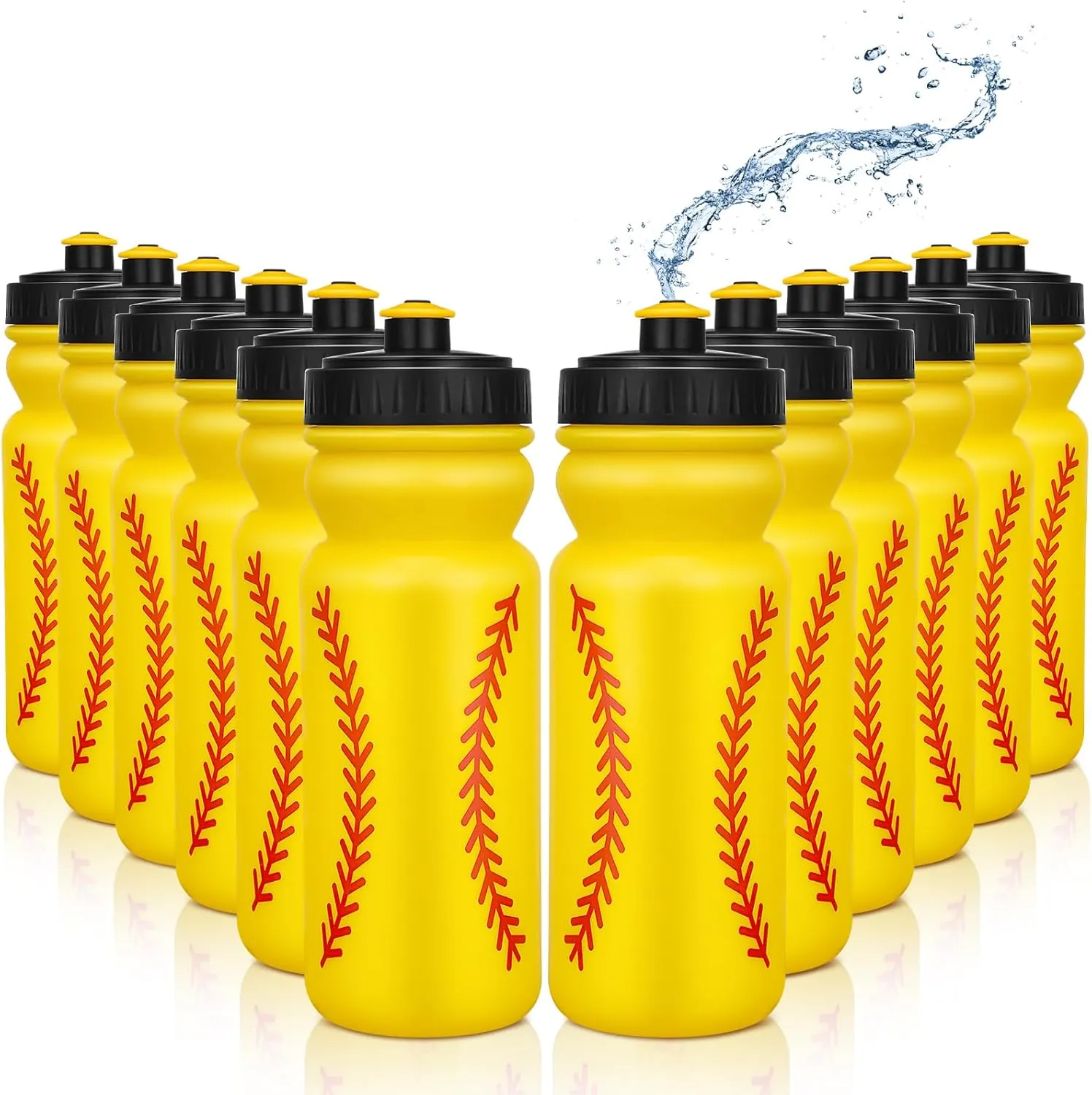 Nitial 12 Pack Softball Water Bottles Bulk 20 oz Reusable Squeeze Water Bottles Plastic Sports Bottle with Pull Top Cap Sports Gifts Tumbler for Travel Gym Softball Party Supplies