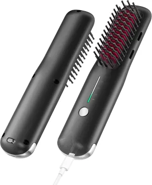 NOVUS Porta Mini Hair Straightening Brush for Travel– Cordless & USB Rechargeable,Ionic Hot Comb for Frizz-Free Shine,Lightweight & Anti-Scald & Quick Styling