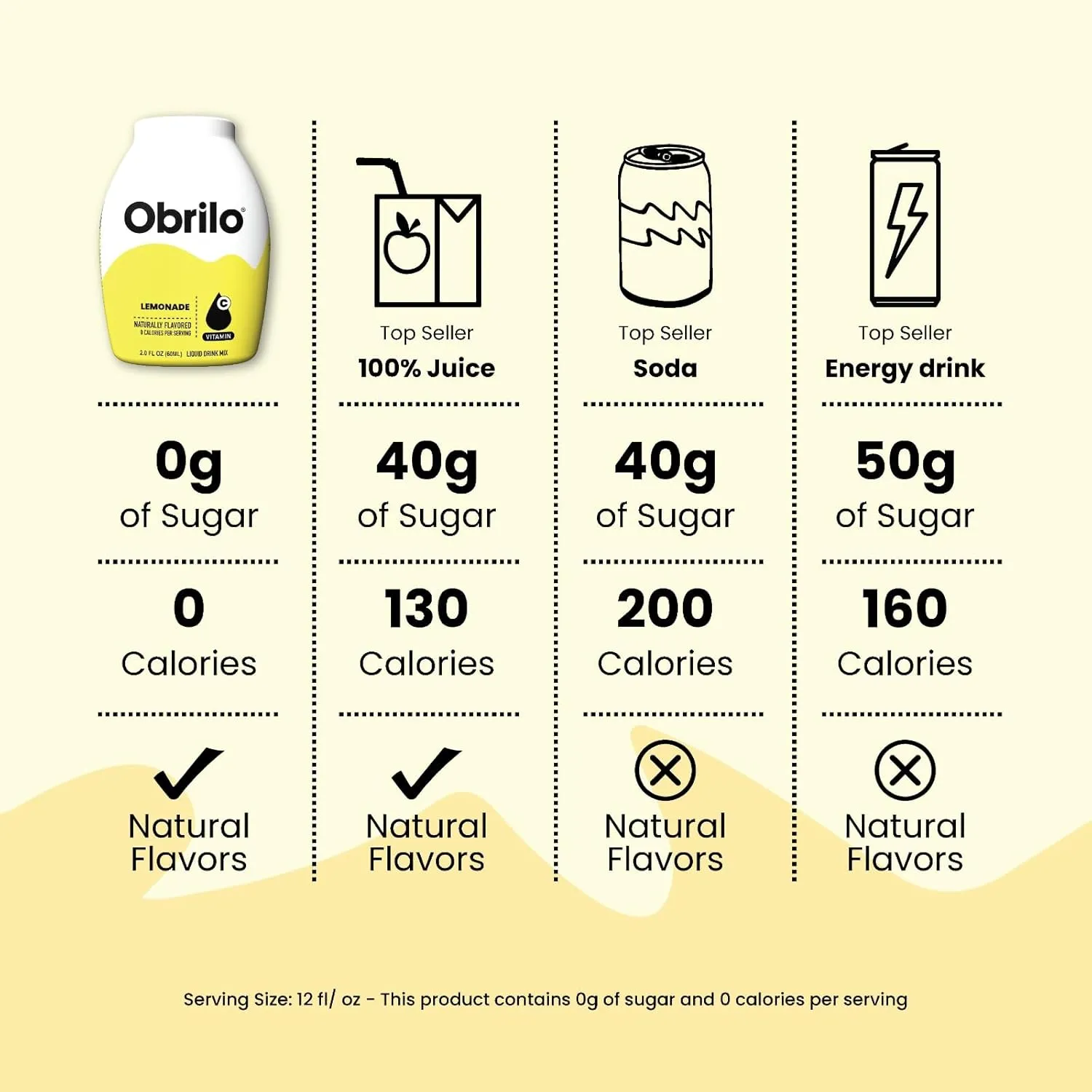 Obrilo Water Enhancer Liquid Flavoring Drops - ZERO Sugar/Calorie, Dye Free, Naturally Flavored Drink Syrup, 2.0 fl oz x 10 Bottles for Kids & Adults (Variety 10 Pack)