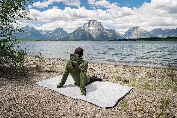 Oceas Waterproof Sherpa Fleece Picnic Blanket Blue 79L x 57W