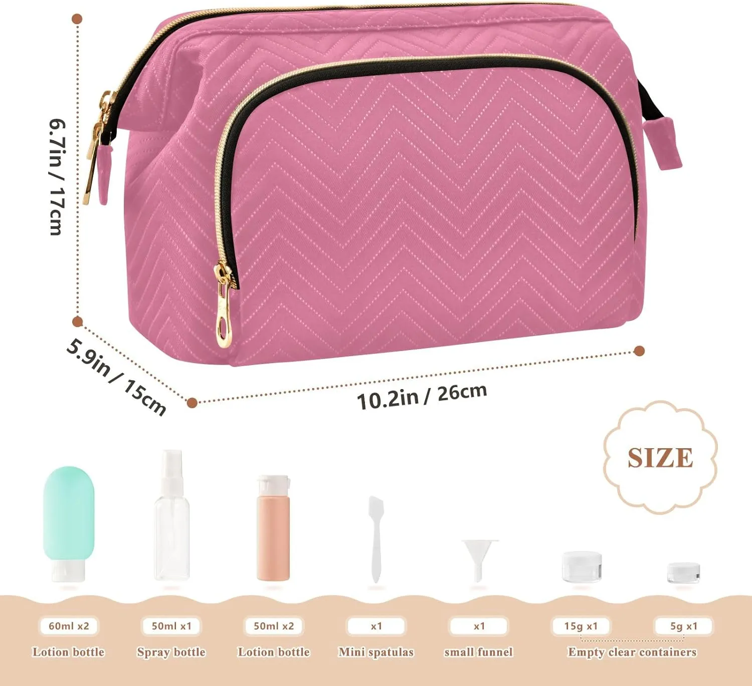 ODAWA Pale Violet Red Cosmetic Bag Travel Cosmetic Organizer Toiletry Bag Makeup Bag Travel Cosmetic Bag Toiletry Bag Organizer Pouch