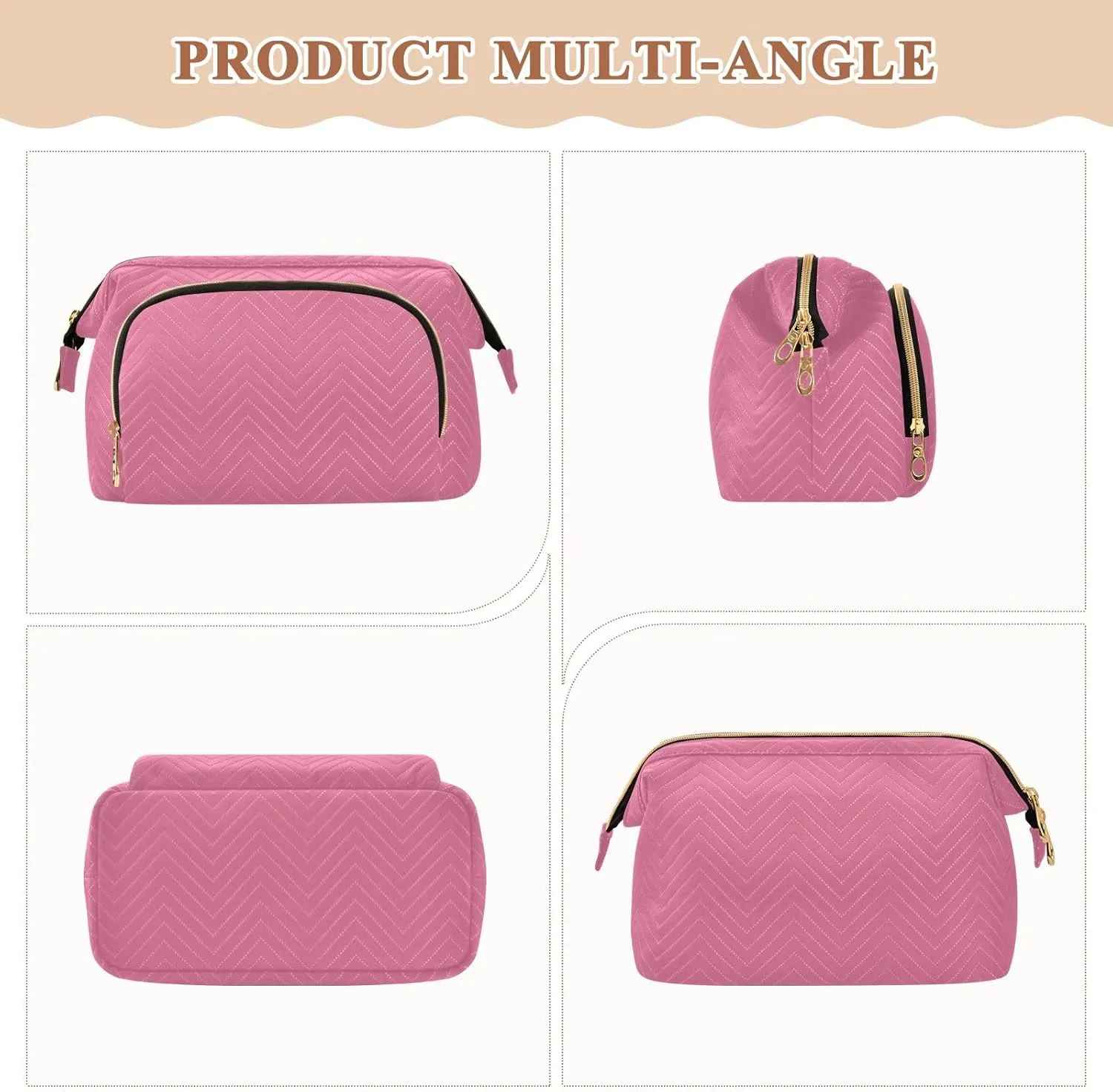 ODAWA Pale Violet Red Cosmetic Bag Travel Cosmetic Organizer Toiletry Bag Makeup Bag Travel Cosmetic Bag Toiletry Bag Organizer Pouch