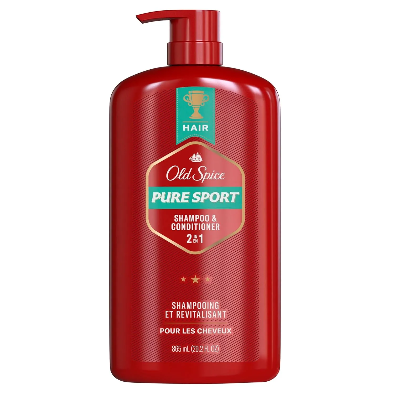 Old Spice Pure Sport 2in1 Shampoo and Conditioner for Men, Twin Pack, Lemon, 58.4 Fl Oz