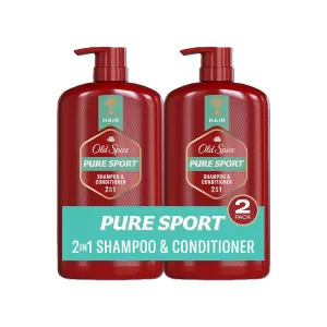 Old Spice Pure Sport 2in1 Shampoo and Conditioner for Men, Twin Pack, Lemon, 58.4 Fl Oz