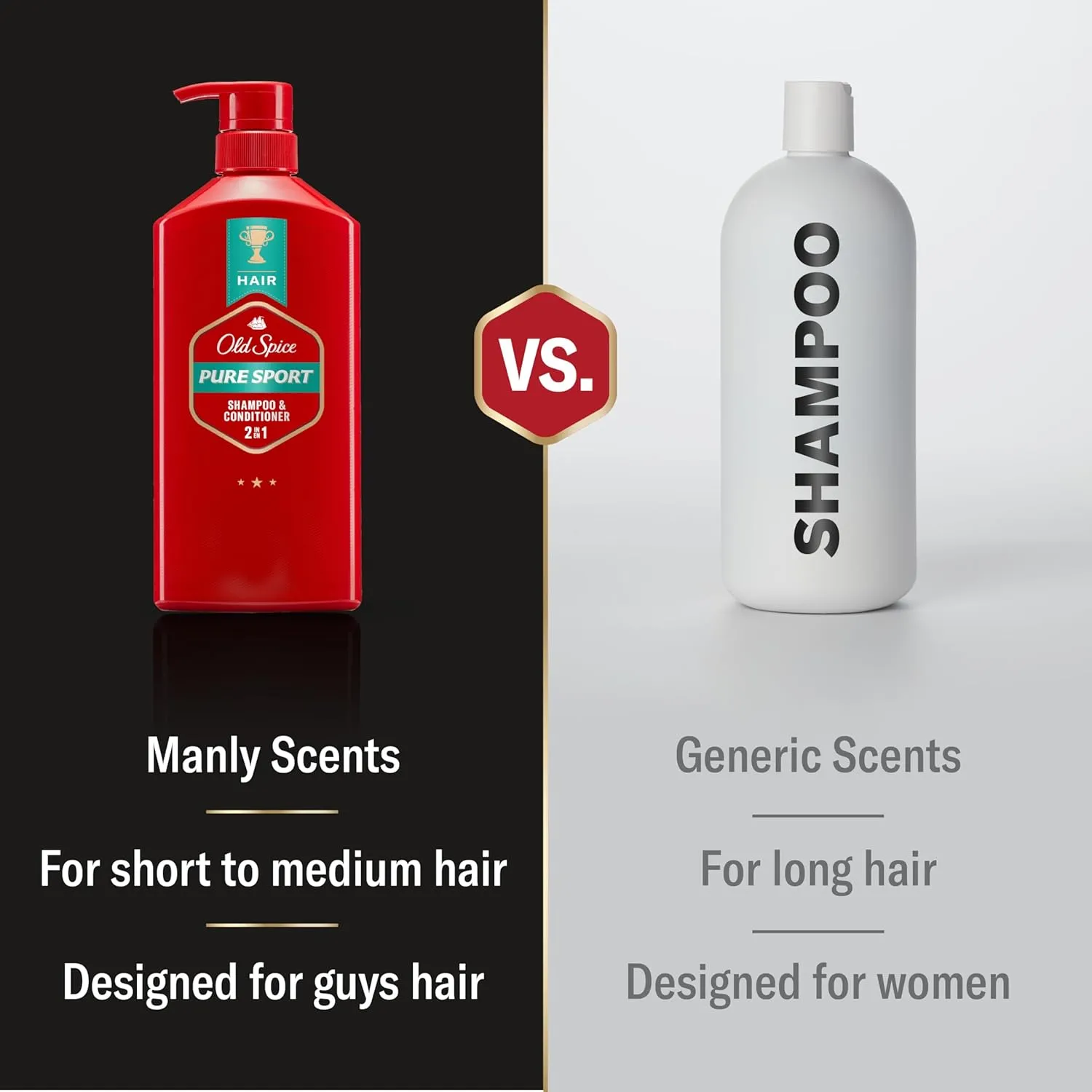 Old Spice Pure Sport 2in1 Shampoo and Conditioner for Men, Twin Pack, Lemon, 58.4 Fl Oz