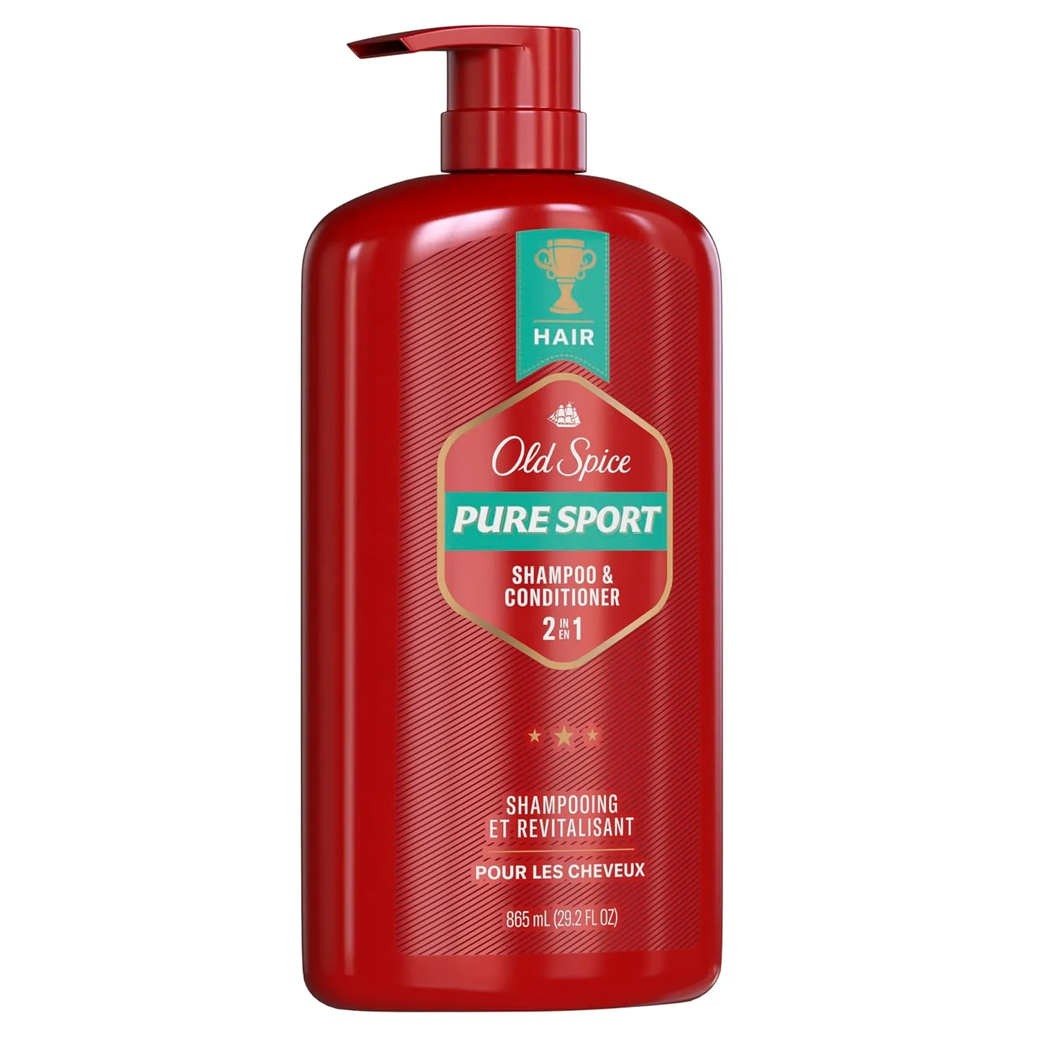 Old Spice Pure Sport 2in1 Shampoo and Conditioner for Men, Twin Pack, Lemon, 58.4 Fl Oz
