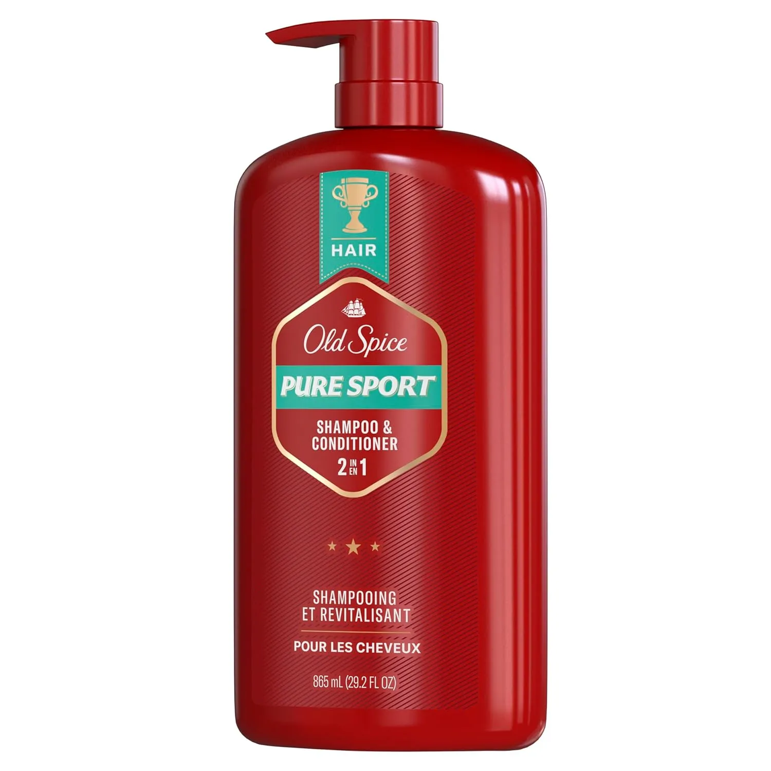 Old Spice Pure Sport 2in1 Shampoo and Conditioner for Men, Twin Pack, Lemon, 58.4 Fl Oz