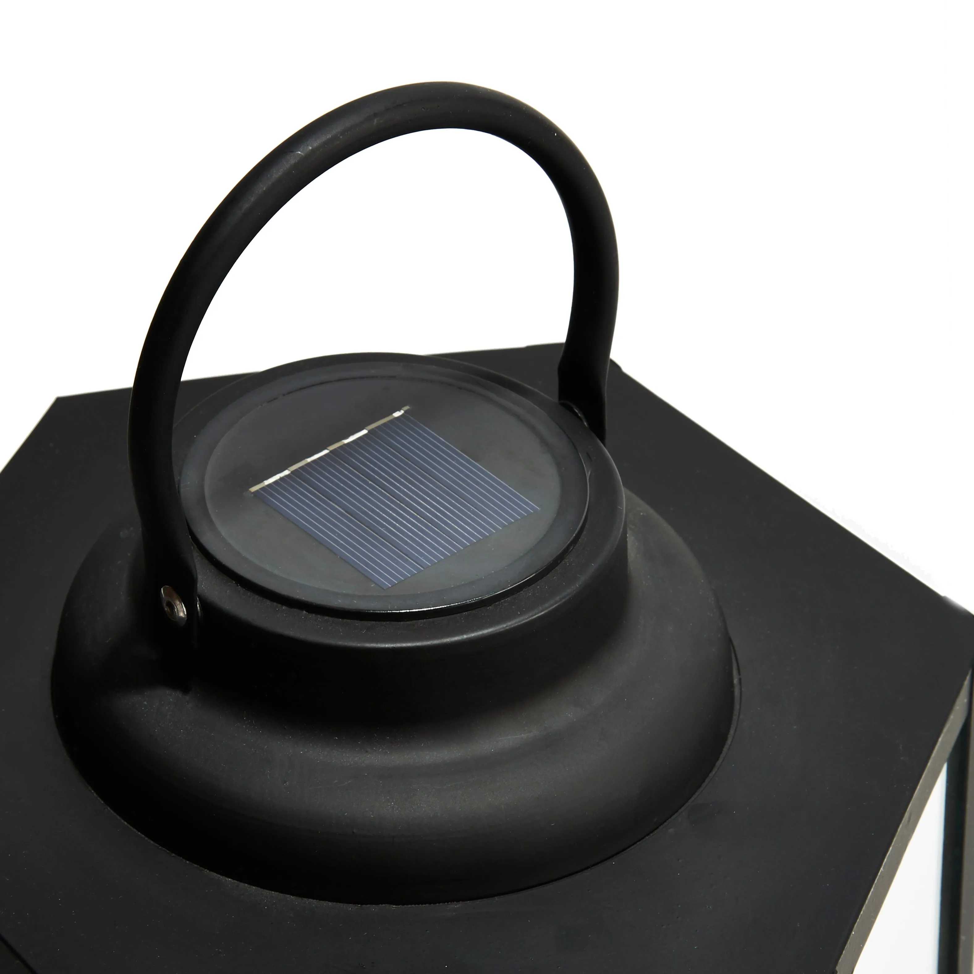 Open Box Rigel Hexagonal Metal Lantern with Solar LED Candle, Large