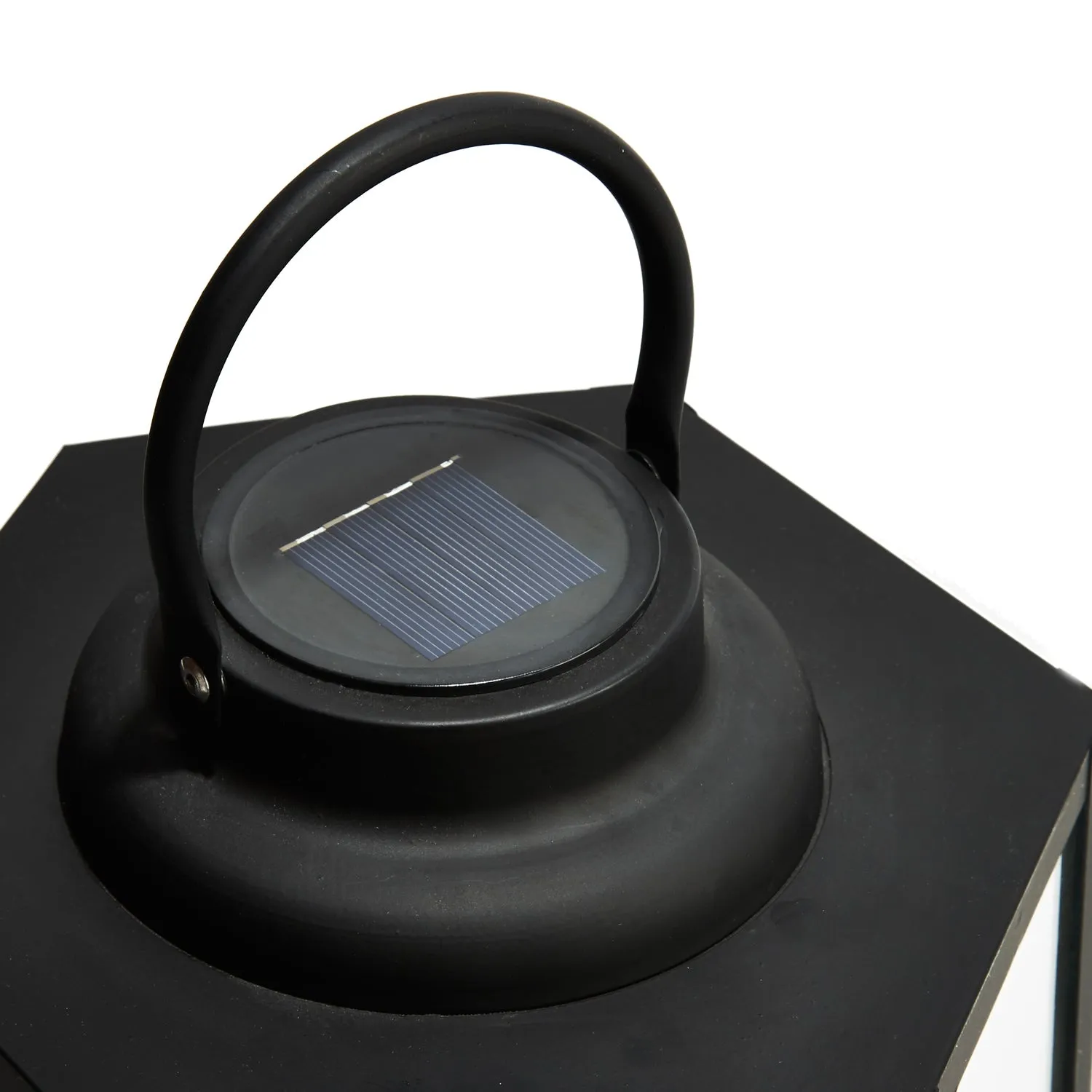 Open Box Rigel Hexagonal Metal Lantern with Solar LED Candle, Medium
