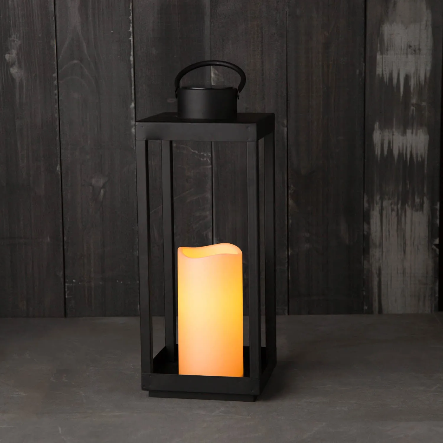 Open Box Velo Metal Lantern with Solar LED Candle, Large