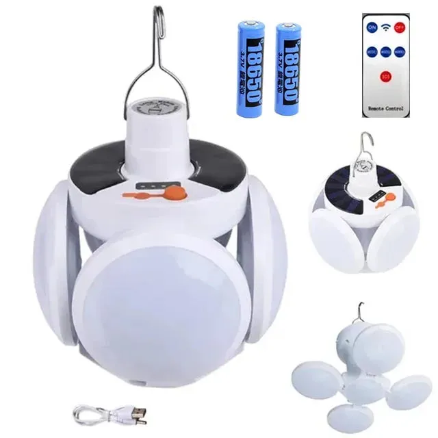 Outdoor Solar Folding Light Portable USB Rechargeable LED Bulb Search Lights