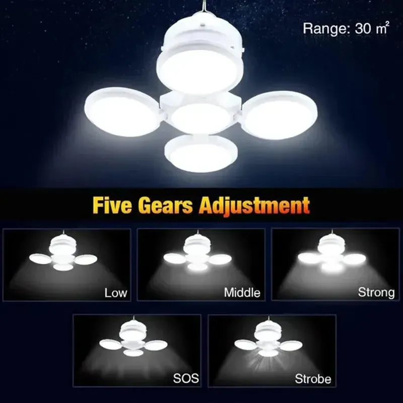 Outdoor Solar Folding Light Portable USB Rechargeable LED Bulb Search Lights