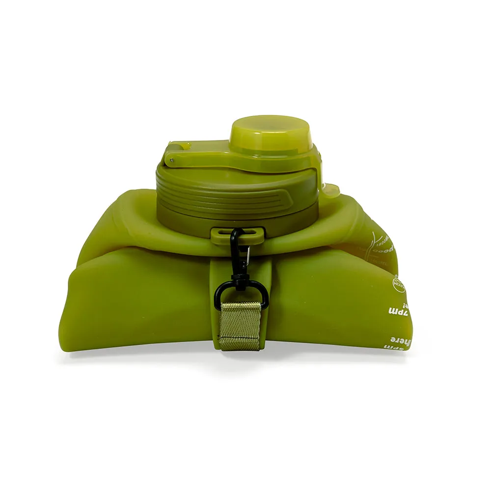 OVERSIZE SILICONE COLLAPSIBLE BOTTLE - OLIVE GREEN