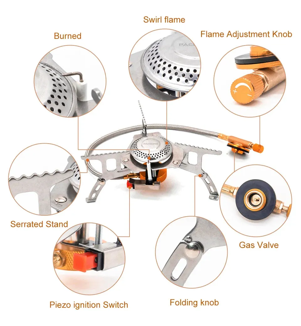 PACOONE Tourist Burner Camping Gas Stove Picnic Camp Stove Outdoor Windproof  Portable Folding Ultralight Cooker For Hiking New