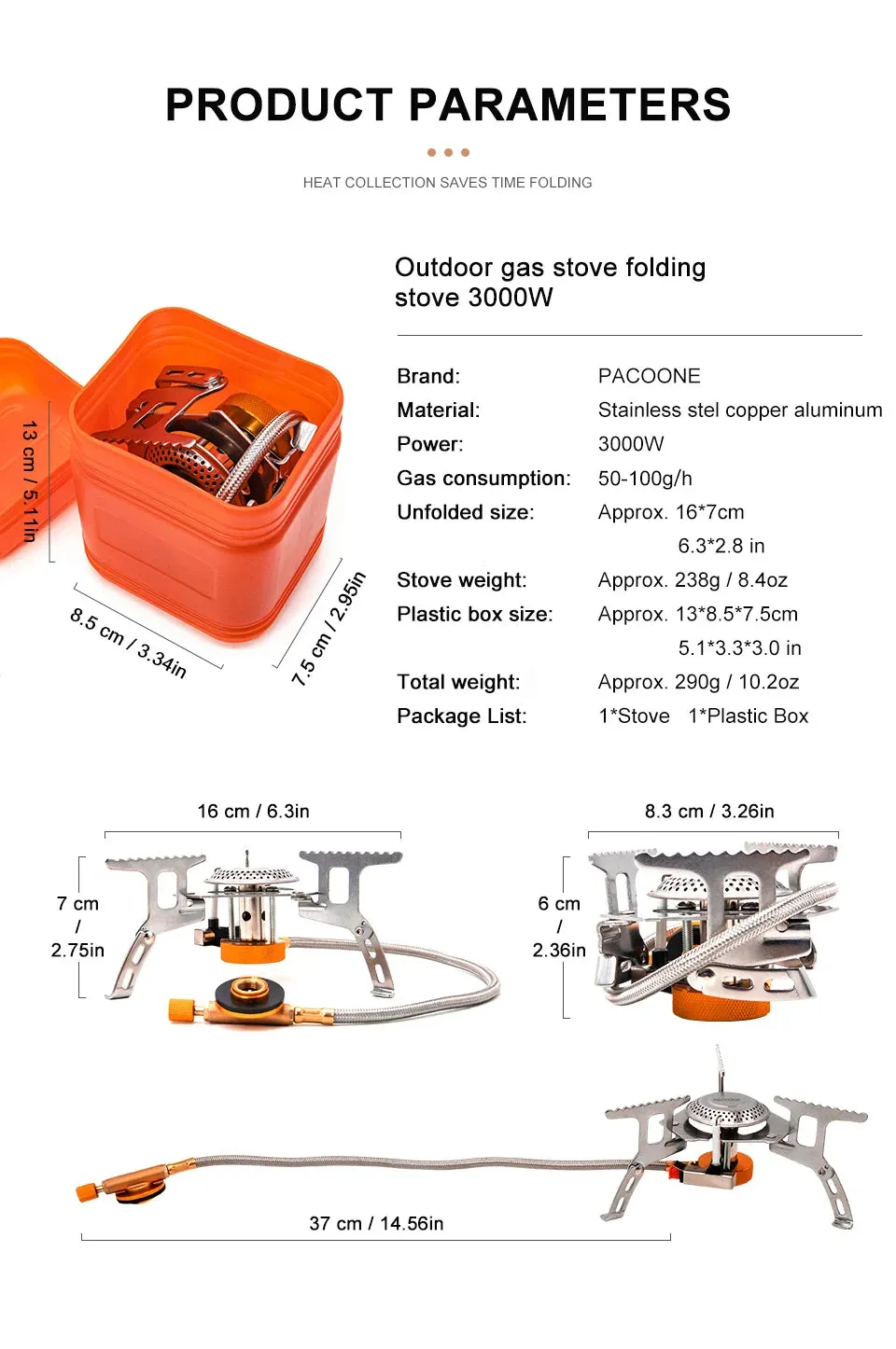 PACOONE Tourist Burner Camping Gas Stove Picnic Camp Stove Outdoor Windproof  Portable Folding Ultralight Cooker For Hiking New