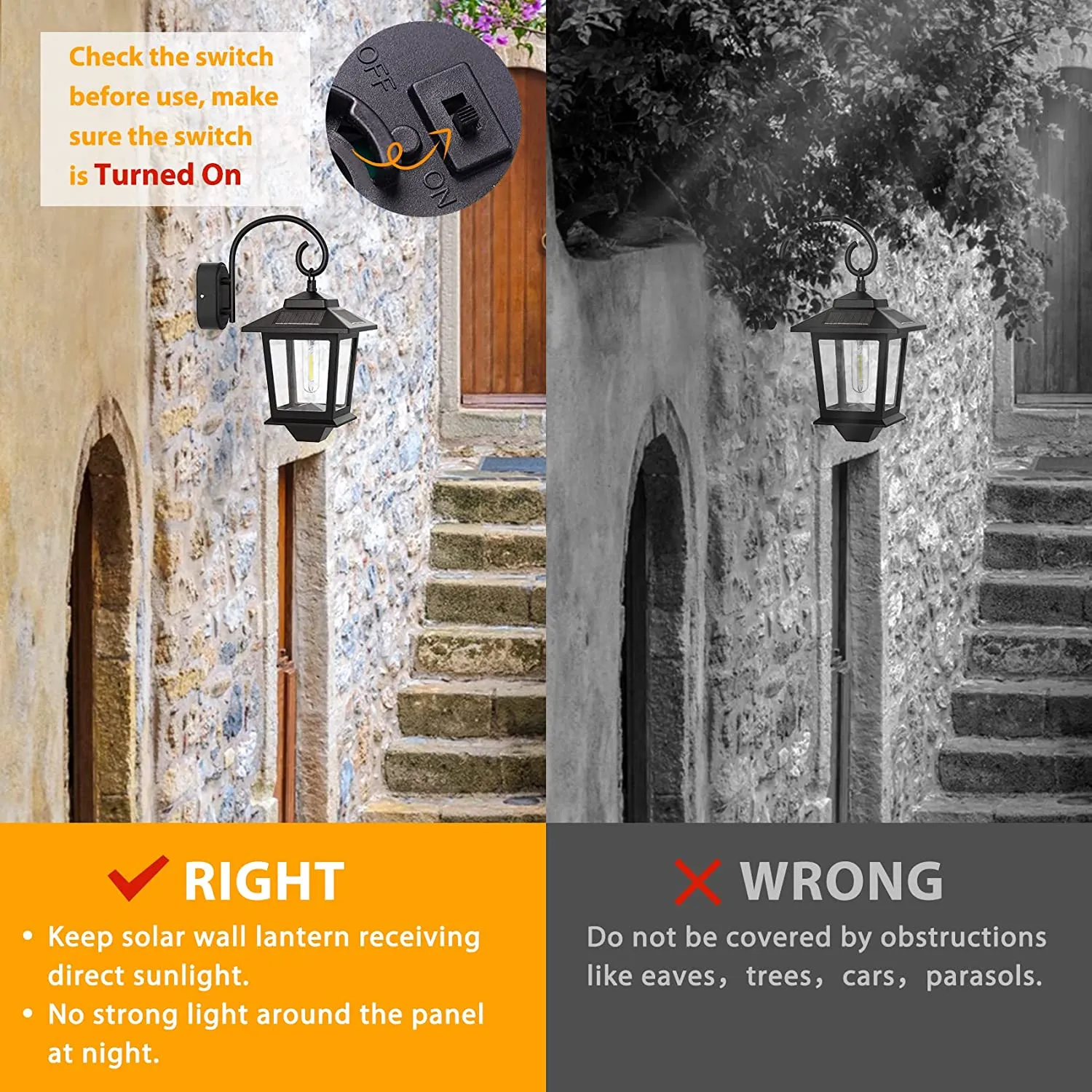 PASAMIC 2 Pack Solar Lanterns Outdoor Waterproof, Hanging Solar Lights Outdoor, Dusk to Dawn Led Solar Wall Sconce ,Anti-Rust Waterproof Wall Lanterns Aluminum for Patio Porch Yard Garage, Warm White 20 Lumen