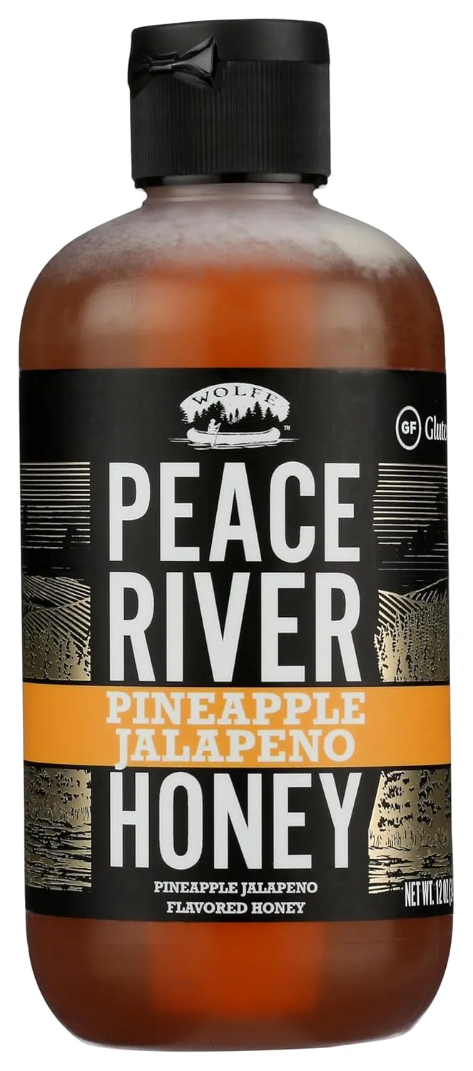 Peace River Pineapple Jalapeno Honey - 100% Pure Honey Infused with Pineapple and Jalapeno - 12 oz Squeeze Bottle