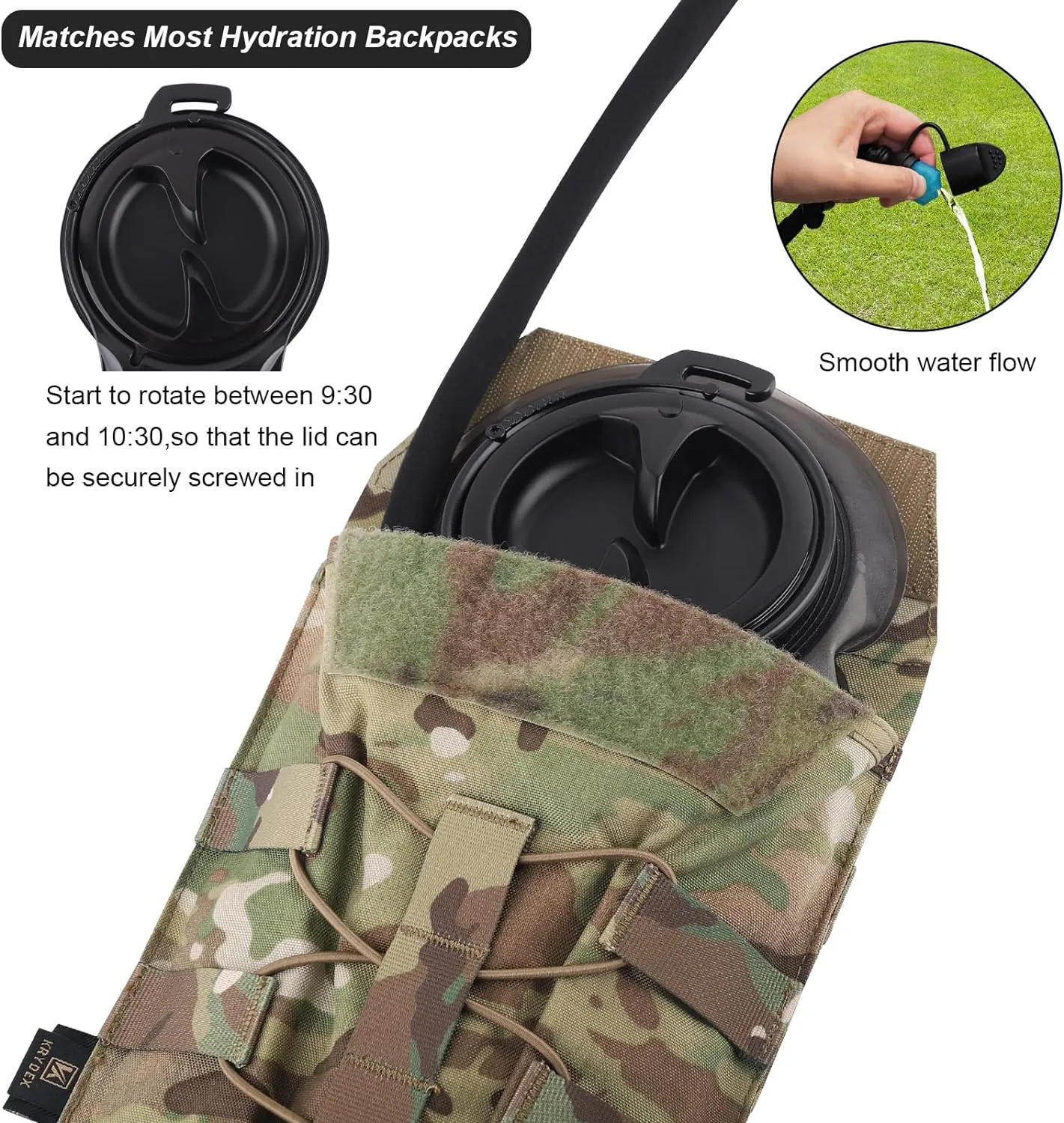 PETAC GEAR 1.5L / 3L Tactical Hydration Pack，Molle Carrier Pouch for 50 oz /100 oz Hydration Bladder Daypack Water Backpack.