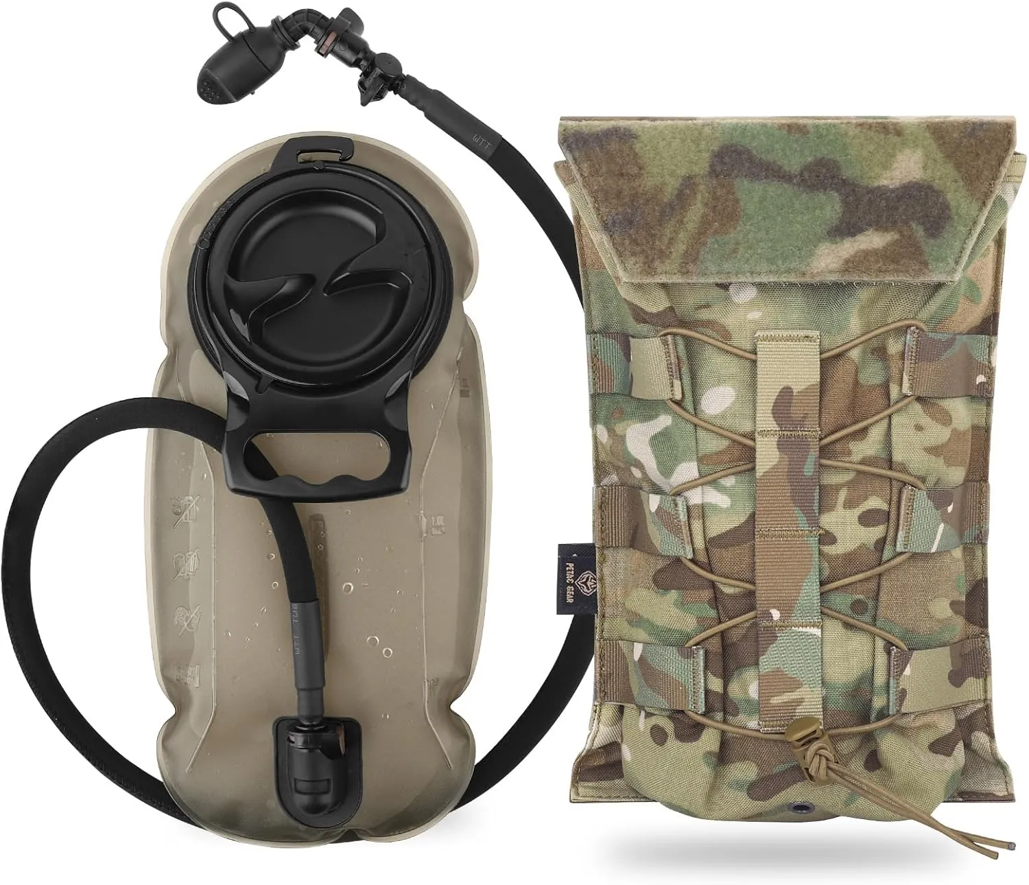 PETAC GEAR 1.5L / 3L Tactical Hydration Pack，Molle Carrier Pouch for 50 oz /100 oz Hydration Bladder Daypack Water Backpack.
