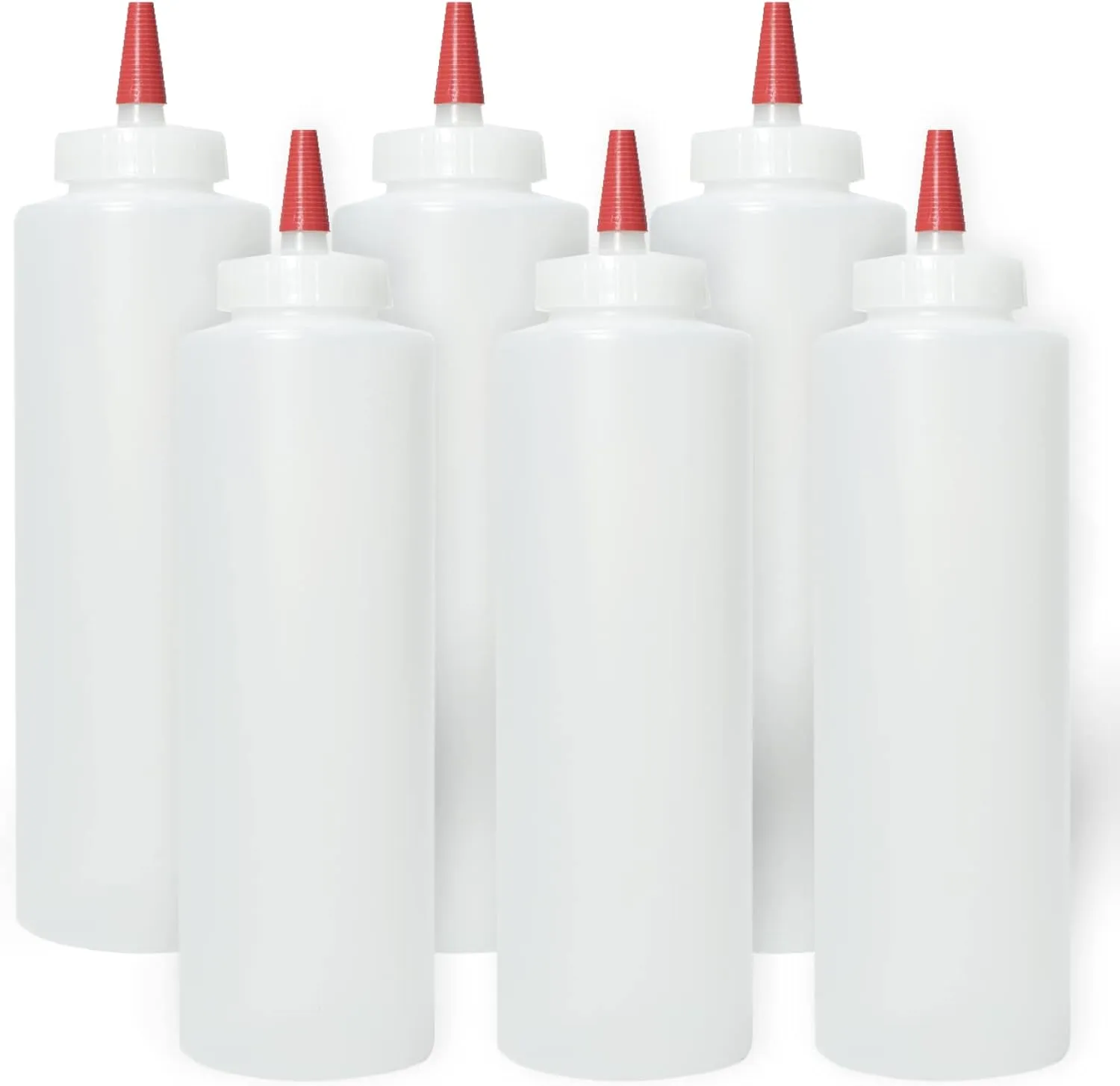 Pinnacle Mercantile Plastic Squeeze Condiment Bottles with Red Tip Cap 16-ounce Set of 204 Wide Mouth