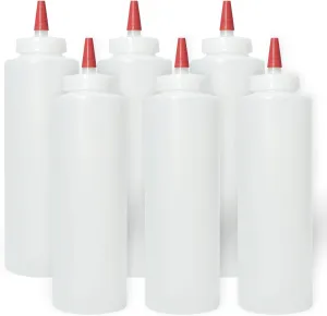 Pinnacle Mercantile Plastic Squeeze Condiment Bottles with Red Tip Cap 16-ounce Set of 204 Wide Mouth
