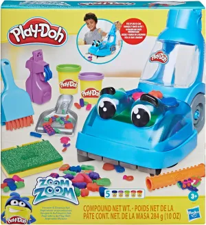 Play-Doh Zoom Zoom Vacuum Cleaner Toy, 6 Accessories & 5 Cans of Assort. Colors, Cleaning Toys for Kids, Back to School Classroom Supplies, Preschool Toys, Ages 3 
