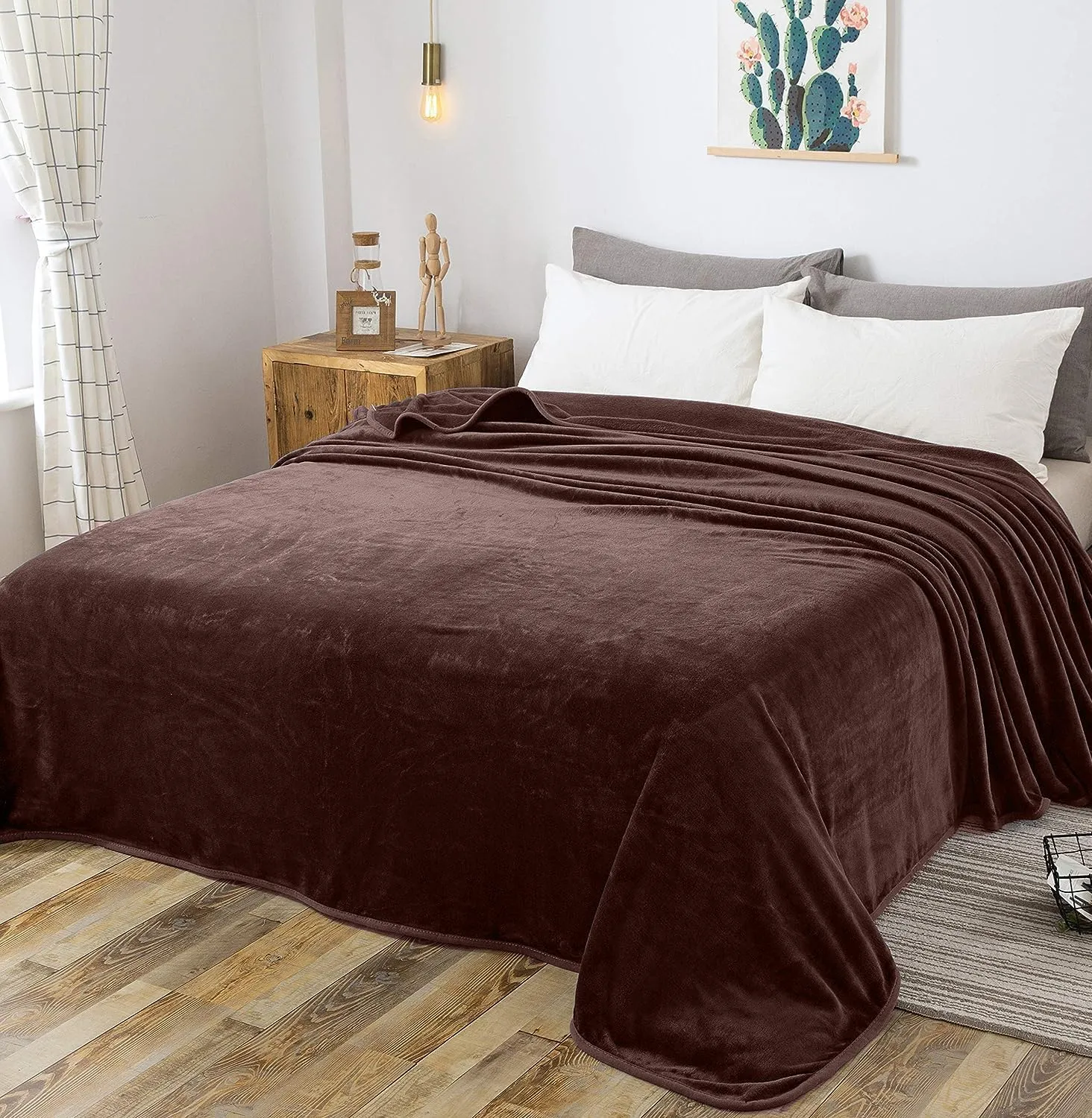 Polar Fleece Throw Blankets Travel Size Brown for The Bed Extra Soft Brush Fabric Super Warm Sofa Throw Blanket 50" x 61"(Chocolates Travel)