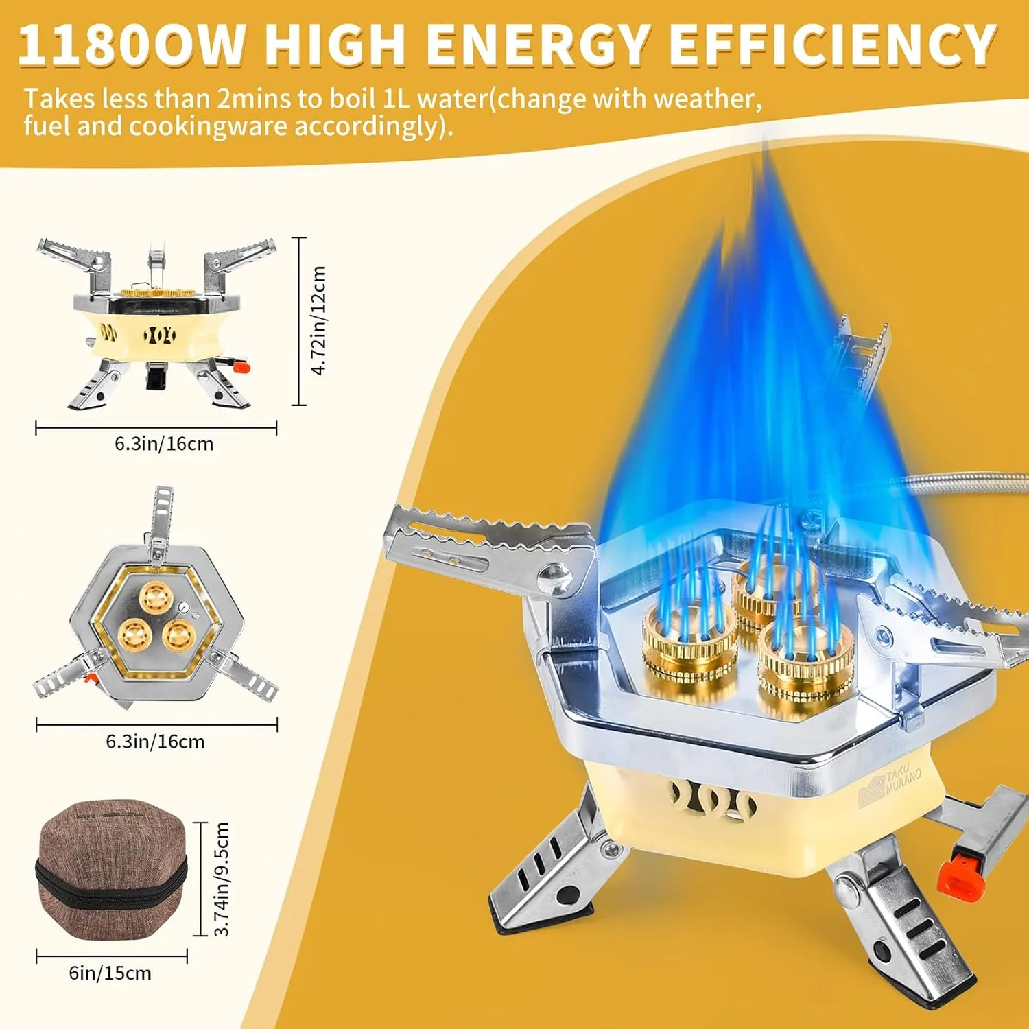 Portable Camping Gas Stove 3 Burner TC-DF-10 by TAKU Murano