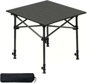 Portable Camping Table, Folding Picnic Table with Handbag Adjustable Height Stable Solid Non-Slip Foot Pad for Outdoor Garden Picnic Parties(Size:53 * 51cm,Color:Black)