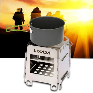 Portable Stainless Steel Lightweight Folding Wood Stove Pocket Stove Outdoor Camping  Backpacking