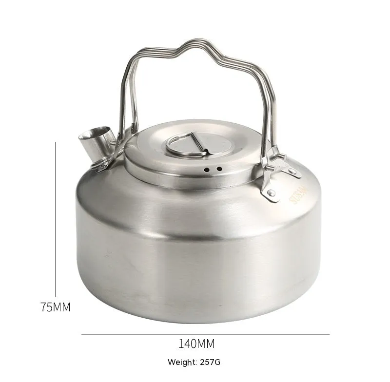 Portable Stainless Steel Outdoor Cookware Set with Windproof Stove