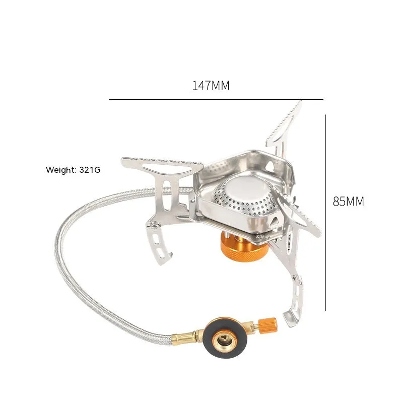 Portable Stainless Steel Outdoor Cookware Set with Windproof Stove