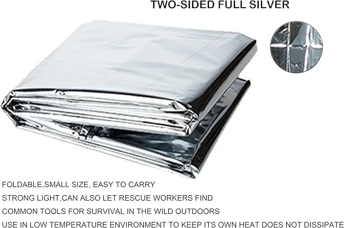 Portable Survival Blanket, Windproof Warmth Outdoor Winterization Emergency Blanket for Camping Hiking Traveling