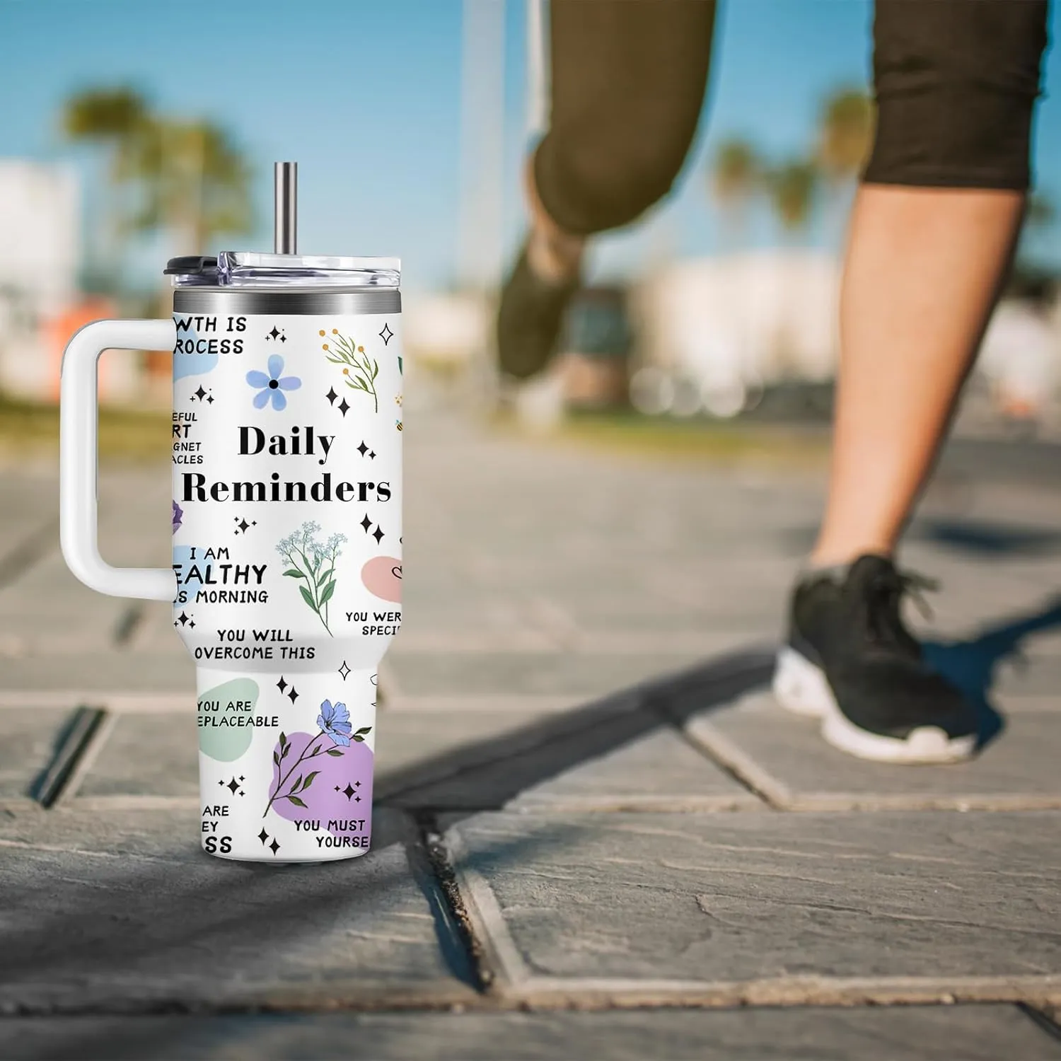 Positive Daily Affirmations Gift 40oz Inspirational Tumbler Cups With Lid And Straw, Encouragement Gifts For Women, Motivational Mental Health Birthday Gifts For Wife Mom Girl & Friend