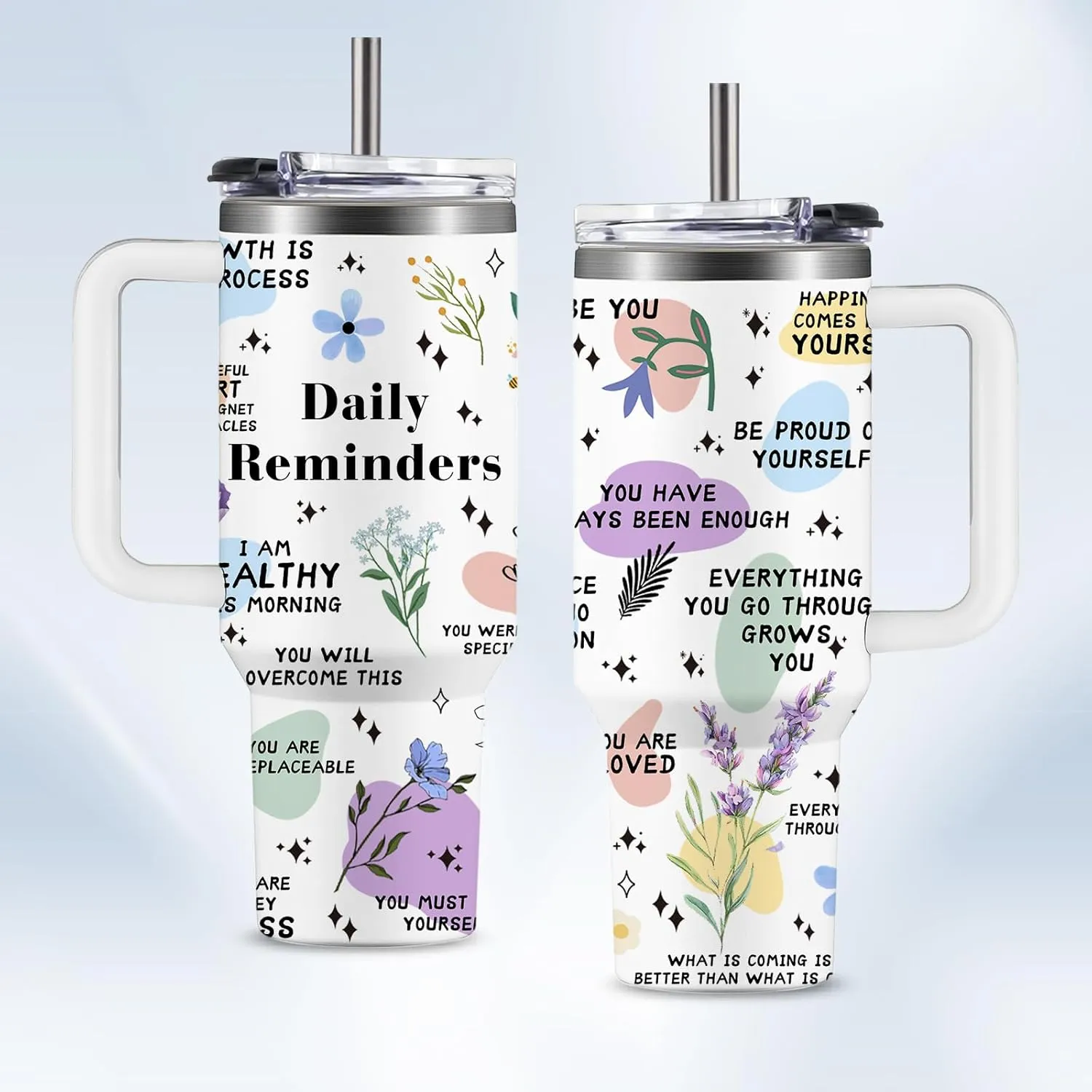 Positive Daily Affirmations Gift 40oz Inspirational Tumbler Cups With Lid And Straw, Encouragement Gifts For Women, Motivational Mental Health Birthday Gifts For Wife Mom Girl & Friend