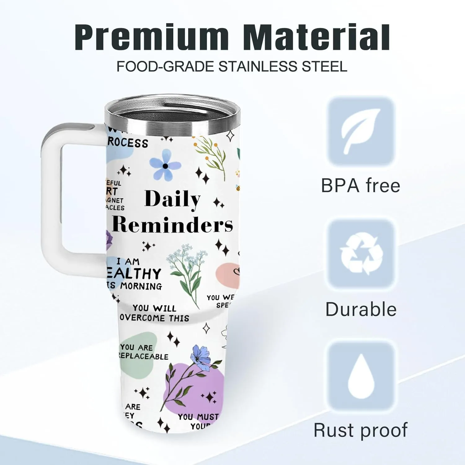 Positive Daily Affirmations Gift 40oz Inspirational Tumbler Cups With Lid And Straw, Encouragement Gifts For Women, Motivational Mental Health Birthday Gifts For Wife Mom Girl & Friend