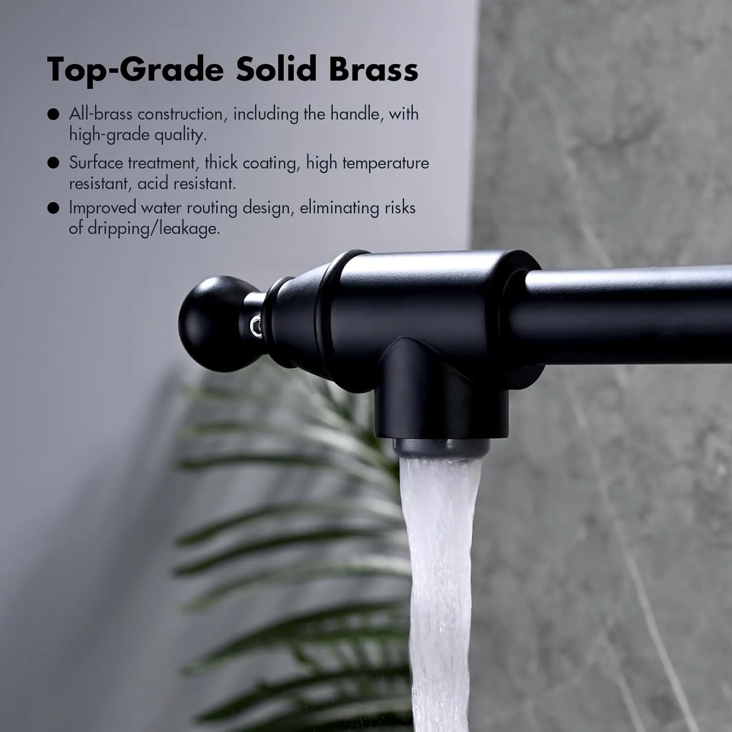 Pot Filler Faucet, Wall Mount Pot Faucets for Kitchen Sink with Double Reinforced Joint Swing Arms, Solid Brass Heavy Duty Folding Stove Faucet with 2 Handles (Matte Black)
