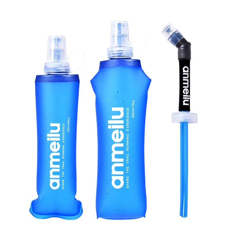 Premium Collapsible Water Bottle – Soft Flask with BPA-Free Straw, Portable Hydration Bladder Pack for Running, Jogging, Cycling, Hiking, 250ml/500ml Size