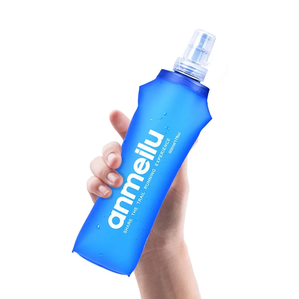 Premium Collapsible Water Bottle – Soft Flask with BPA-Free Straw, Portable Hydration Bladder Pack for Running, Jogging, Cycling, Hiking, 250ml/500ml Size
