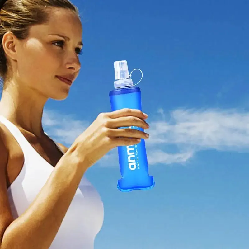 Premium Collapsible Water Bottle – Soft Flask with BPA-Free Straw, Portable Hydration Bladder Pack for Running, Jogging, Cycling, Hiking, 250ml/500ml Size