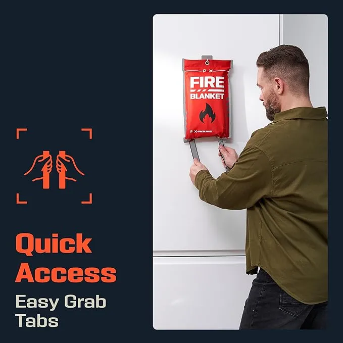 PREPARED4X Emergency Fire Blankets for Home - Kitchen Fire Blanket to Smother a Fire - Fiberglass Protection Flame Smoke Suppression Blankets for Grills, Car, Fireplaces (2-Pack)