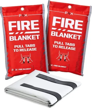 PREPARED4X Emergency Fire Blankets for Home - Kitchen Fire Blanket to Smother a Fire - Fiberglass Protection Flame Smoke Suppression Blankets for Grills, Car, Fireplaces (2-Pack)