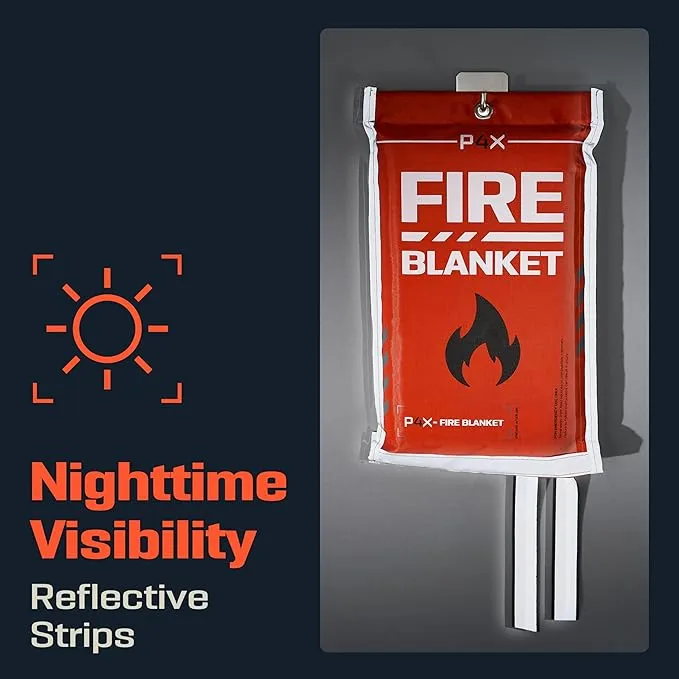 PREPARED4X Emergency Fire Blankets for Home - Kitchen Fire Blanket to Smother a Fire - Fiberglass Protection Flame Smoke Suppression Blankets for Grills, Car, Fireplaces (2-Pack)
