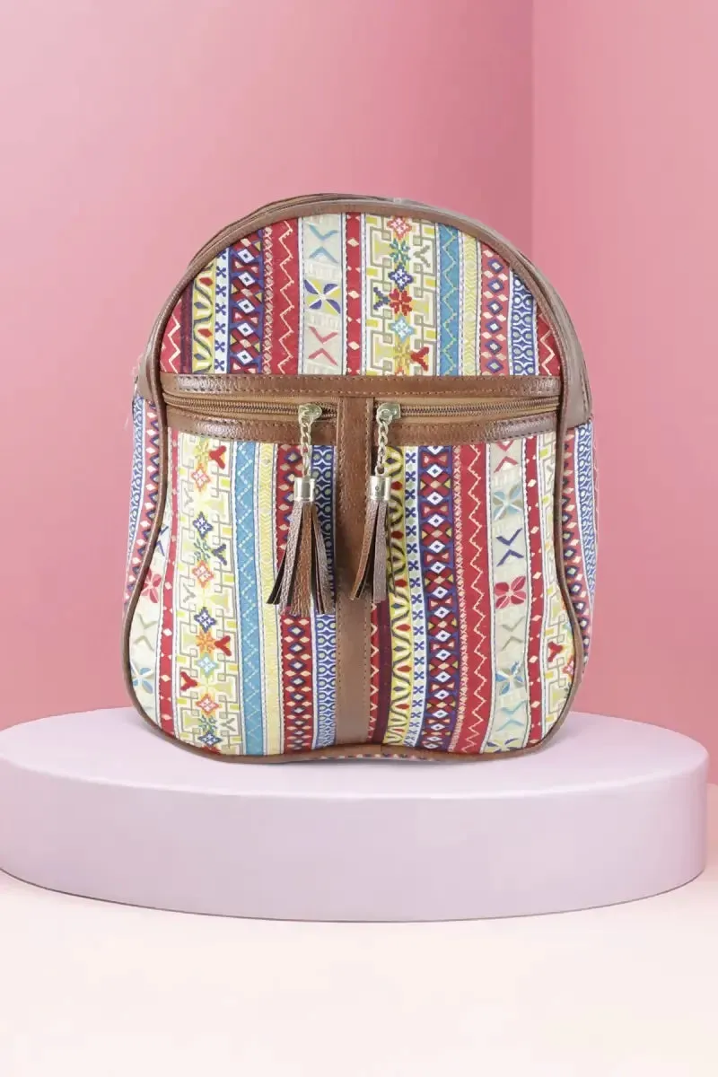 Printed Casual Shoulder Backpack for Girls - Red