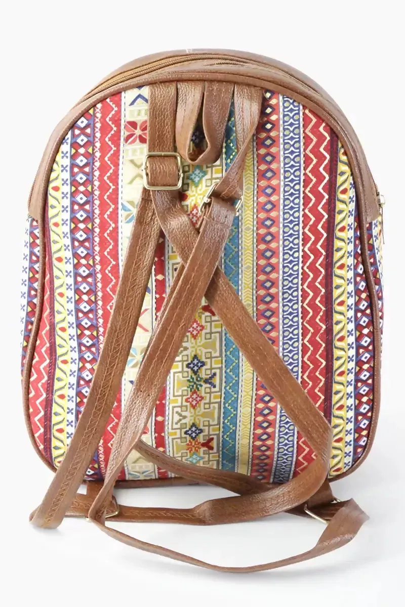 Printed Casual Shoulder Backpack for Girls - Red