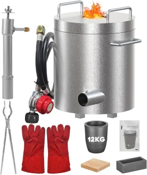 Propane Melting Furnace Kit, 12KG Large Capacity 2700°F High Foundry Home Kilns, Ideal for Scrap Metal Recycling, Gold, Silver, Copper, and Aluminum